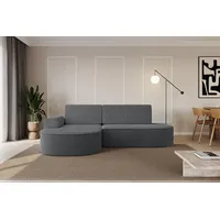 altdecor Eckcouch Cord mit Schlaffunktion 2-Sitzer Dunkelgrau