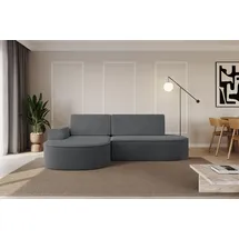 altdecor Eckcouch Cord mit Schlaffunktion 2-Sitzer Dunkelgrau