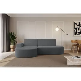 altdecor Eckcouch Cord mit Schlaffunktion 2-Sitzer Dunkelgrau