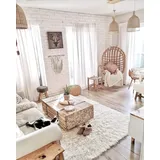 RugsX Wollteppich 90 x 170 cm Beige/Weiß