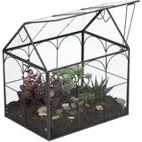 Relaxdays Pflanzenterrarium Glas & Zinn schwarz