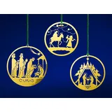 SIKORA MS-SET6 Traditionelle Christbaumschmuck Weihnachtsbaum Anhänger aus Messing Kugel Motive 3er Set