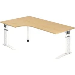 Hammerbacher Winkeltisch C-Fuß 200x120cm 90 Grad Ahorn/Weiß