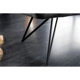 Riess-Ambiente Sitzbank EUPHORIA - 60cm dunkelgrau Samt Retrostil Ziersteppung Hairpin Legs Metallbeine Armlehnen