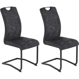 Hela Esszimmerstuhl HELA "Tabea Freischwinger BESTSELLER verschiedene Stoffqualitäten", grau (vintage anthrazit, schwarz), B:43cm H:99cm T:61cm, 100% Polyester, Stühle, Esszimmerstuhl, 2 oder 4 Stück, Schwingstuhl, Microfaser Vintage oder Kunstleder