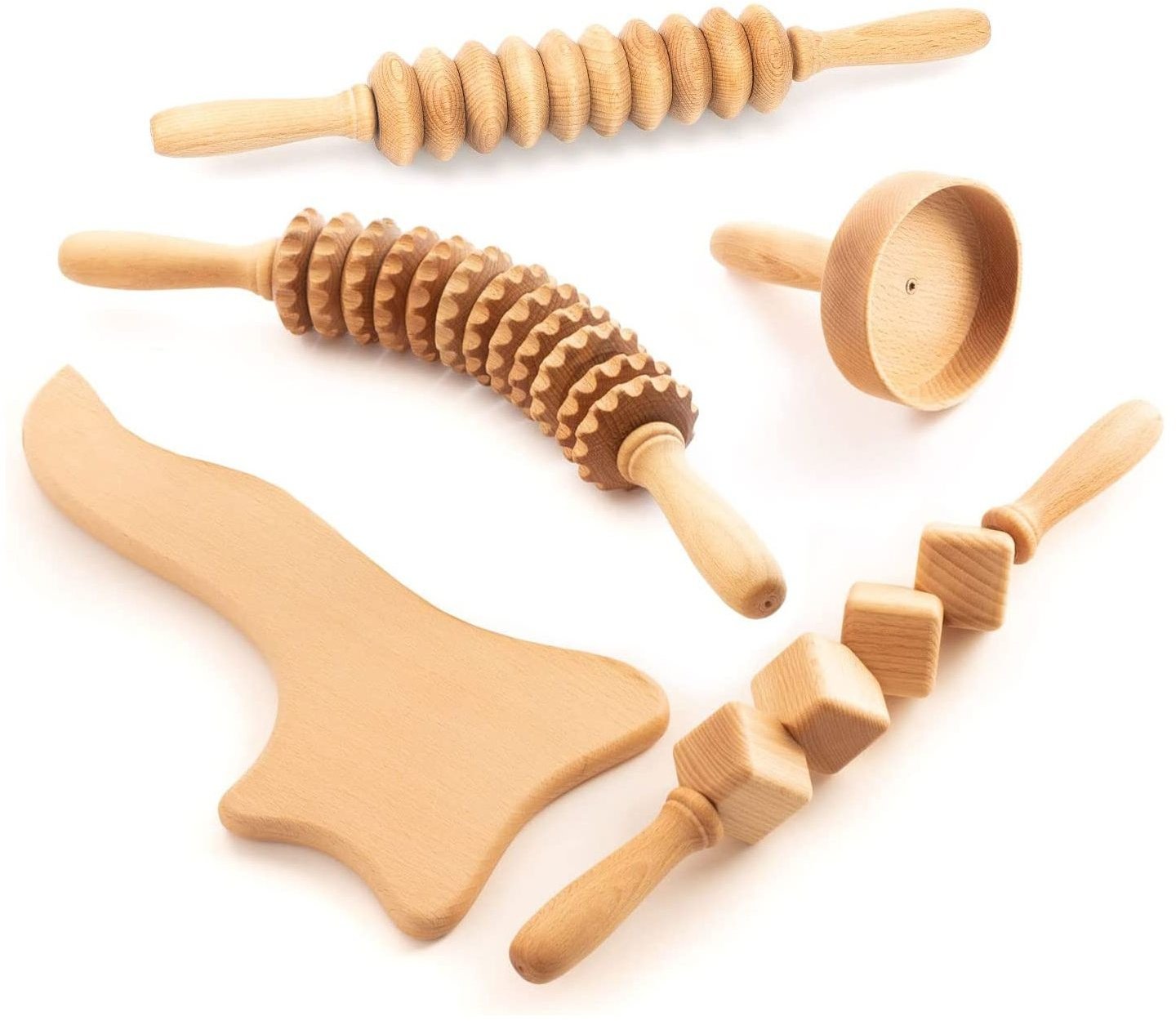 tuuli Maderotherapie Holz Set Massagegerät Roller Cellulite Lymphdrainage Gerät Schwedische Tasse 1 St