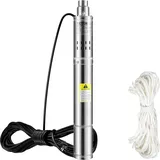 Vevor 3" Tiefbrunnenpumpe 550W Brunnenpumpe Max. Durchfluss 35L/min Tauchpumpe Max. Förderhöhe 108m Tauchwasserpumpe Sandbeständig <5% Max. Drehzahl 2850U/min Ideal für Süßwasserversorgung Bewässerung