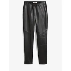 bonprix Lammnappa-Lederleggings mit elastischem Einsatz, schwarz, 54, Nappaleder