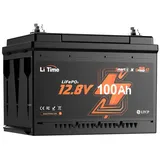 LiTime 12V 100Ah LiFePO4 Batterie H168 DIN H5 mit Bluetooth Solarakkus 100000 mAh (12 V), Versorgungsbatterie für Wohnmobil Mini Camper, 240*176*168 mm schwarz