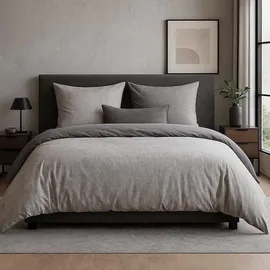 Traumschlaf Bettwäsche, Texture in dunkelgrau | 2x 80x80 cm,