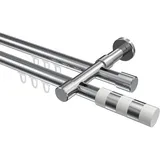 Interdeco GARDINENSTANGE INNENLAUF Prestige Mavell 300 cm (geteilt in 3 x 100 cm), 2-läufig, 20 mm Ø Chrom