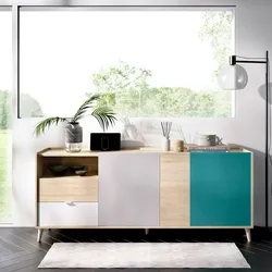 Dmora Sideboard Marmontana, Buffet für Wohnzimmer, Modernes Sideboard für Wohnzimmer mit 3 Türen, 180x43h75 cm, Eiche und Grau