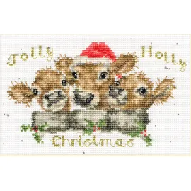 Bothy Threads The Home Of Happy Stitching Grußkarte Kreuzstich Stickpackung, Fröhliche Holly