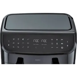 Medion P20 XXL Heißluftfritteuse mit 2 Kammern (8,7 Liter, Airfryer, 2.600 Watt, Doppelkammer, 9 Automatikprogramme, 2 Schubladen, Sichtfenster, Dualer Airfryer, Dual Cook & Sync-Finish Funktion)