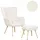 Beliani Ohrensessel VEJLE Bouclé 70 x 100 x 80 cm Cremeweiß mit Hocker