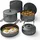 evocamp Camping Kochgeschirr Set 4-teilig aus Aluminium, leichtes stapelbares Camping Geschirr mit klappbaren Griffen und Tragetasche, Outdoor Kochgeschirr für Camping, Reisen und Outdoor Küche