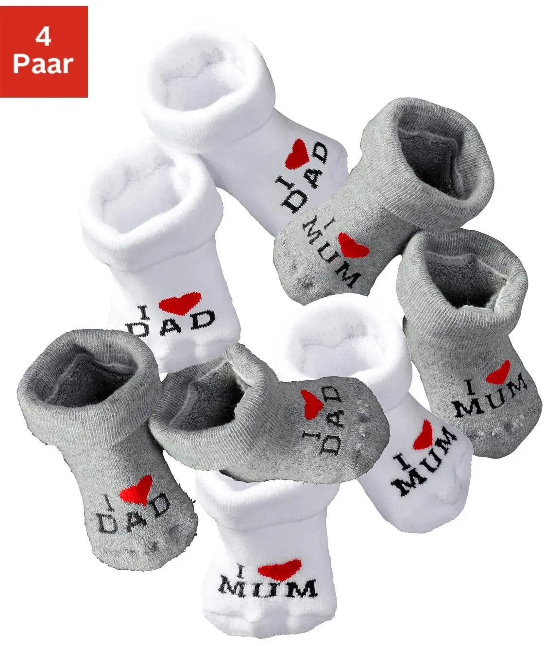 Umschlagsocken VIVANCE, Mädchen, Gr. 10-14, grau (weiß, grau), Baumwolle, Elasthan, Polyamid, Polyester, meliert, elastisch, Socken Socken, mit Umschlagbündchen mit eingestricktem Spruch