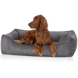 Knuffelwuff orthopädisches Hundebett aus Cord mit Handwebcharakter Nunavut M-L 85 x 63cm Grau - Abnehmbarer Bezug - waschbar - für große, mittelgroße und kleine Hunde