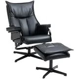 Homcom Relaxsessel Kunstleder 84 x 101 x 75 cm Schwarz mit Hocker