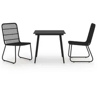 vidaXL 3-tlg. Garten-Essgruppe Poly Rattan und Glas