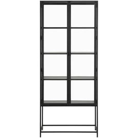 Livetastic Vitrine, Schwarz, 4 Fächer, 77x185.6x35 cm, Reach, Wohnzimmer, Wohnwände, Vitrinenschränke