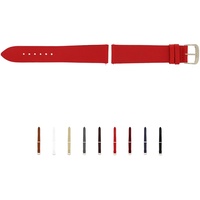 SELVA Uhrenarmband, 14-24 mm, Leder, zum Wechseln, Ersatzarmband für Smartwatch, Made in Germany, Größe:24 mm, Farbe:Rot mit silberner Schließe