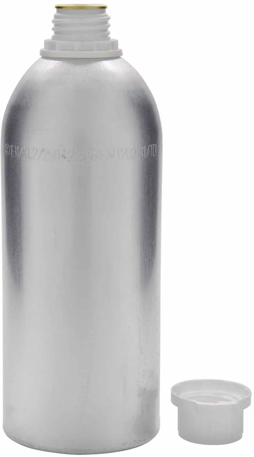 1100 ml Bottiglia in alluminio, metallo, argento, imboccatura: DIN 32