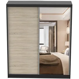 fabryka mebli idźczak Schwebetürenschrank Bella 183 x 218 x 61 cm Schwarz/Sonoma