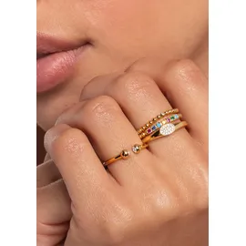 Thomas Sabo Fingerring THOMAS SABO "Kugeln mit Steinen" Gr. 58, gold (gelbgoldfarben, mehrfarbig), Fingerringe, Damen, 58, Silber 925 (recycelt), 2mm, Fingerring, mit Glas-Keramik Stein, Korund, Zirkonia (synth.)