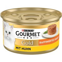 12 x 85g Raffiniertes Ragout Huhn Gourmet Gold Katzenfutter nass