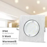 SSC-LUXon QW-2 flache Einbauleuchte IP44 LED Bad in Alu gebürstet eckig mit 4W drei einstellbaren Lichtfarben 3CCT LED Modul 230V