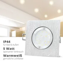 SSC-LUXon QW-2 flache Einbauleuchte IP44 LED Bad in Alu gebürstet eckig mit 4W drei einstellbaren Lichtfarben 3CCT LED Modul 230V