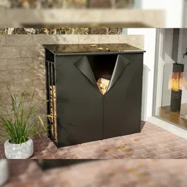 deluke Kaminholzregal Aluminium 70 x 185 x 185 cm Schwarz