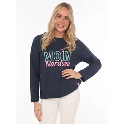 Zwillingsherz Sweatshirt »"Moin Nordsee"«, mit Used-Look Kanten Zwillingsherz Marine SM (S/M)