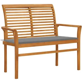 vidaXL Gartenbank Massivholz Teak 112 cm Graue Auflage