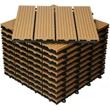 33x WPC Terrassenfliesen Balkonfliese Klickfliese Fliesen Holz 30x30cm Teak 3 m2