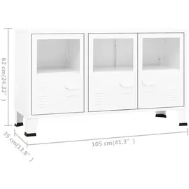 vidaXL Industrial Sideboard Weiß 105x35x62 cm Metall und Glas