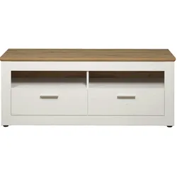 Ebuy24 Shade TVUnterteil 2 Schubladen, 2 Offene Fächer Pine weiß Dekor, Eiche Dekor.