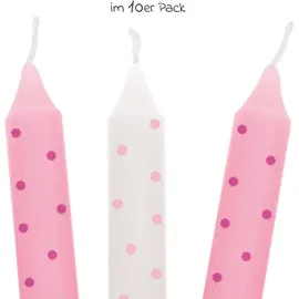 GoKi Geburtstagskerzen-Set 10 St. rosa gepunktet