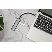 Digitus USB-C Hub 4 Port USB 3.1 Gen 1-Hub mit Aluminiumgehäuse dunkelgrau