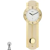 AMS 5293 Wanduhr Funk Funkwanduhr mit Pendel Pendeluhr Messing Farben mit Glas