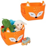 relaxdays Aufbewahrungskorb 2 x Filz Aufbewahrungskorb Fuchs-Motiv orange|schwarz