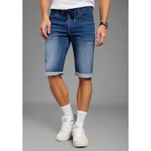 KangaROOS Jogg-Jeansbermudas KANGAROOS, Herren, Gr. 31, Länge 32, dunkelblau used, Denim/Jeans, Obermaterial: 65% Baumwolle, 33% Polyester, 2% Elasthan, unifarben, regular fit kniefrei, Jeans, Regular Fit, gerade geschnittenes Bein