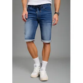 KangaROOS Jogg-Jeansbermudas KANGAROOS, Herren, Gr. 31, Länge 32, dunkelblau used, Denim/Jeans, Obermaterial: 65% Baumwolle, 33% Polyester, 2% Elasthan, unifarben, regular fit kniefrei, Jeans, Regular Fit, gerade geschnittenes Bein