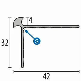 küberit Treppenkantenprofil 32 x 42 x 2500 mm Winkelprofil Einfasshöhe 4 mm Aluminium Glatt Doppelt Versetzt Versenkt Gebohrt Sand Küberit