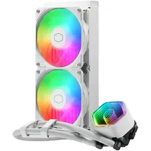 Cooler Master MasterLiquid 240 Core II Wasserkühlung – 240mm AIO Wasserkühlsystem (max. 260 W TDP), GR9-Doppelkammerpumpe, verbesserte ARGB-Gen-2-Lüfter, schnell montierbare AMD- und Intel-Kits – Weiß