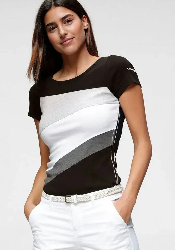 KangaROOS T-Shirt mit Colorblocking-Design grau|schwarz|weiß 32/34 (XS)