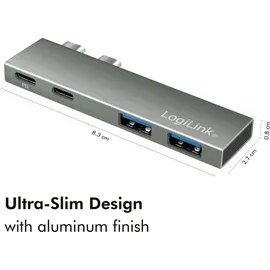 Logilink USB 3.2 Gen2x2 4-Port, PD, silber