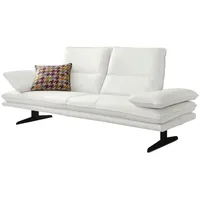 2,5-Sitzer W.SCHILLIG "broadway, Designsofa mit tollem Sitzkomfort", weiß (weiß z59), B:236cm H:94cm T:96cm, Longlife Xtra-Leder Z59: Glattleder mit modischer Prägung. Hautstärke 0, 9 - 1, 1 mm, Sofas, Sitztiefenverstellung, Kopfteil- & Seitenteilverstellung, Breite 216cm