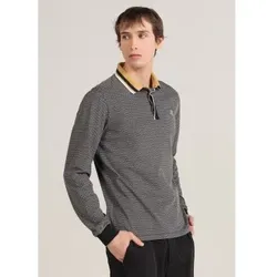 Bendorff für Herren. 830515261 Langärmeliges Poloshirt mit grauem geometrischen Minidruck (XXL), Lässig, Baumwolle, Langarm